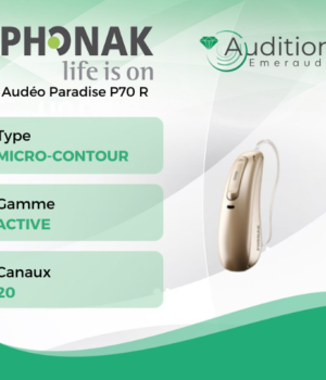 Audéo Paradise P70 R de chez Phonak au meilleur prix sur Herblay ou Saint Mandé. Centres auditifs professionnels à votre écoute et proche de vous.