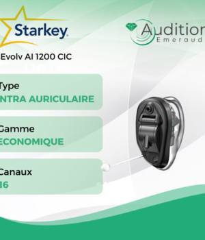 Evolv AI 1200 CIC de chez Starkey au meilleur prix sur Herblay ou Saint Mandé. Centres auditifs professionnels à votre écoute et proche de vous.