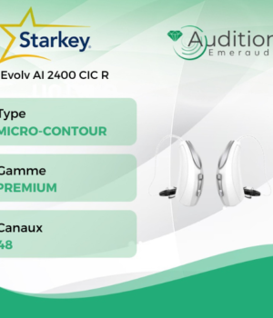 Evolv AI 2400 CIC R de chez Starkey au meilleur prix sur Herblay ou Saint Mandé. Centres auditifs professionnels à votre écoute et proche de vous.