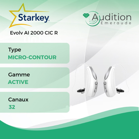 Evolv AI 2400 CIC de chez Starkey au meilleur prix sur Herblay ou Saint Mandé. Centres auditifs professionnels à votre écoute et proche de vous.