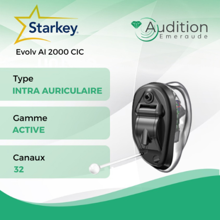 Evolv AI 2000 CIC de chez Starkey au meilleur prix sur Herblay ou Saint Mandé. Centres auditifs professionnels à votre écoute et proche de vous.
