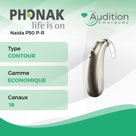 Naida P50 P-R de chez Phonak au meilleur prix sur Herblay ou Saint Mandé. Centres auditifs professionnels à votre écoute et proche de vous.